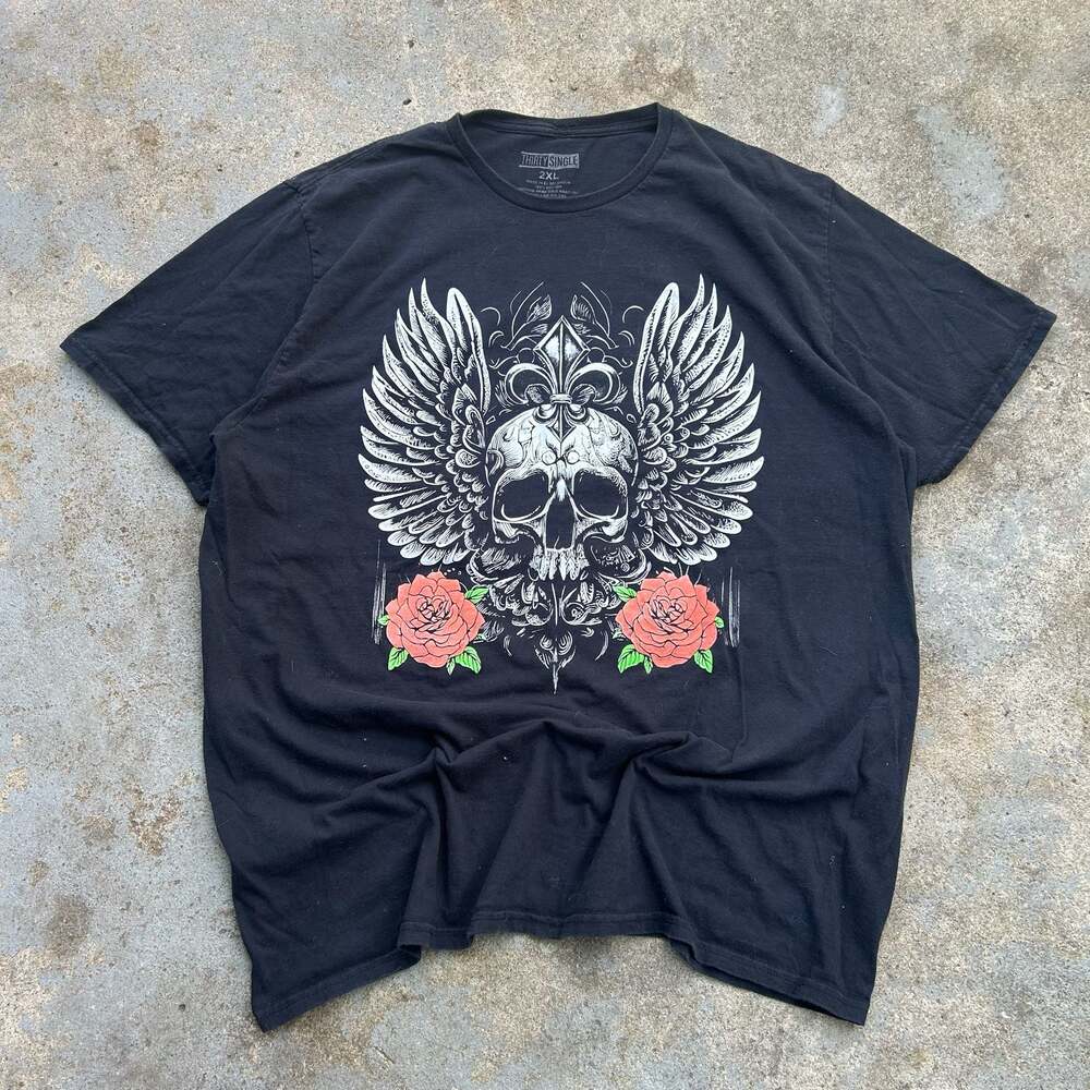 Y2K Thirty Single Skull Wings Shirt Grunge Skater